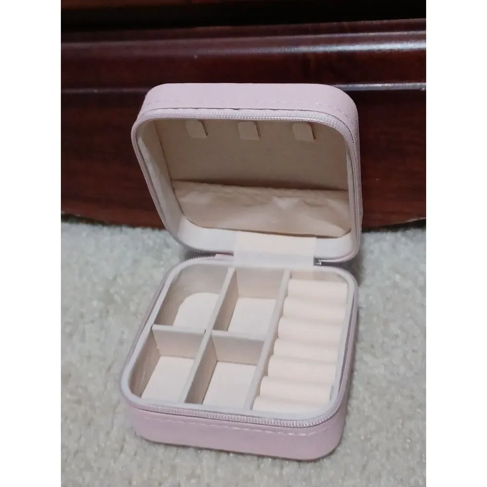 Faux Leather Pink Travel Jewelry Box - Picture 3 of 3
